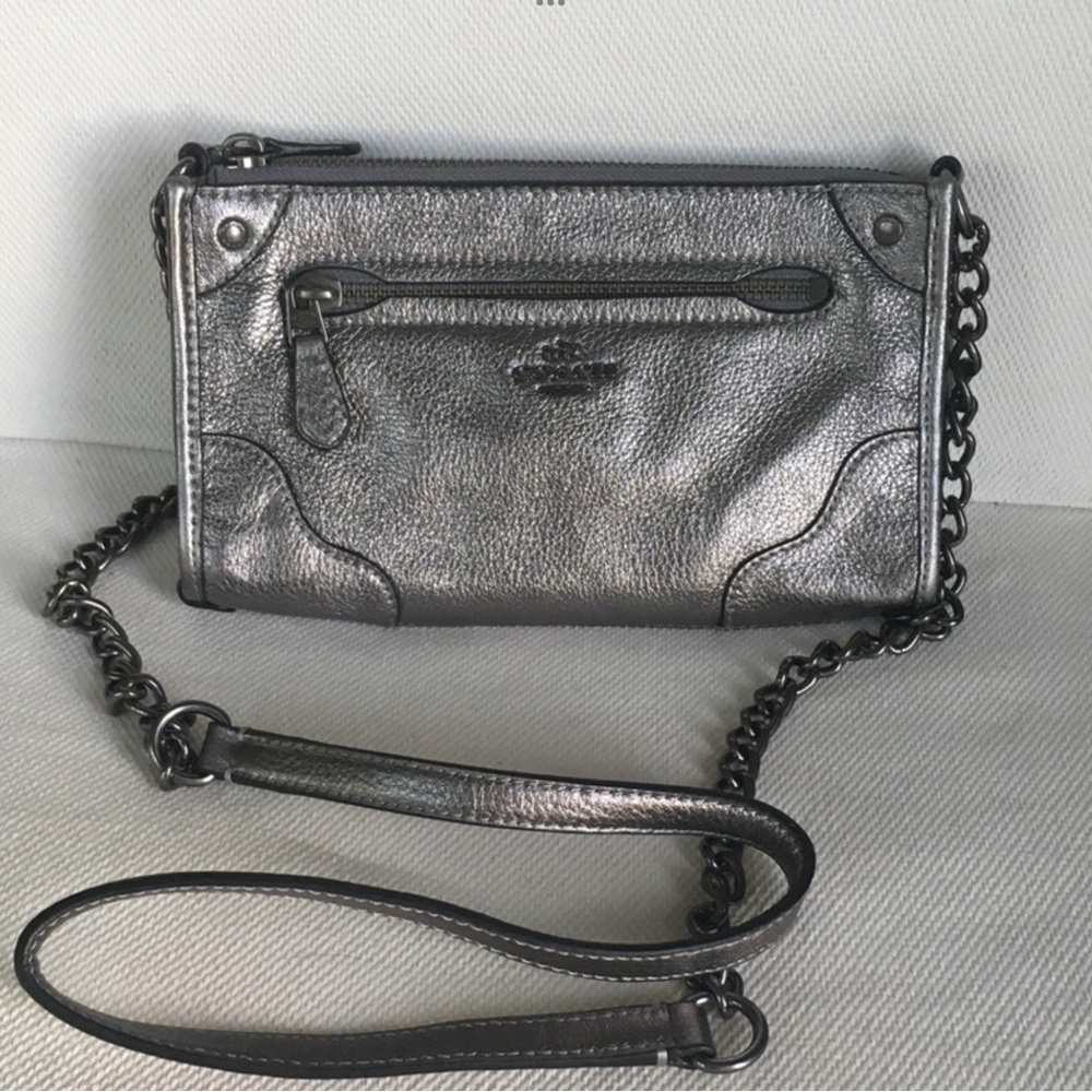 Coach Mickie silver/grey leather